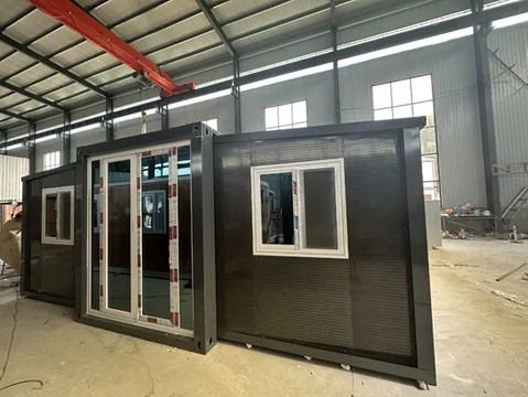 Panel sándwich Tesite embalaje de película plástica Casa contenedor prefabricada plegable con ISO