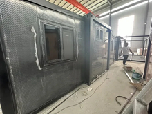 Oficinas temporales, contenedor de embalaje de película plástica, casa móvil, oficina expandible