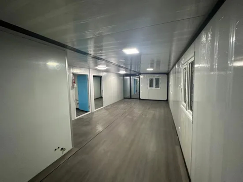 Casa contenedor plegable móvil expandible con orientación técnica en línea de vidrio templado doble